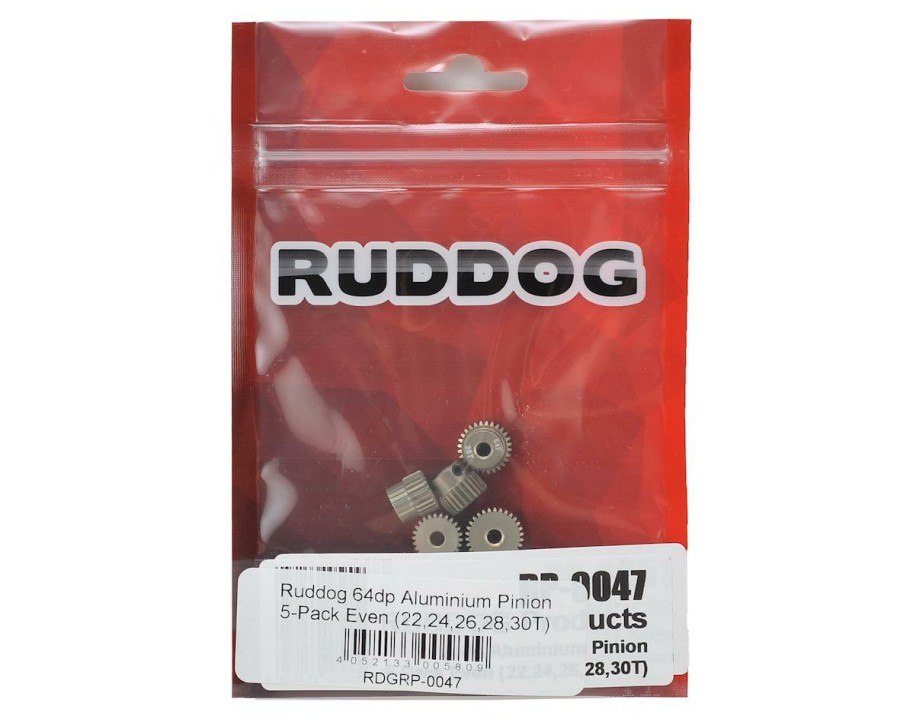 Parts * | Ruddog 5-Pack 64P Aluminum Pinion Gear Even Pack (22,24,26,28,30T)