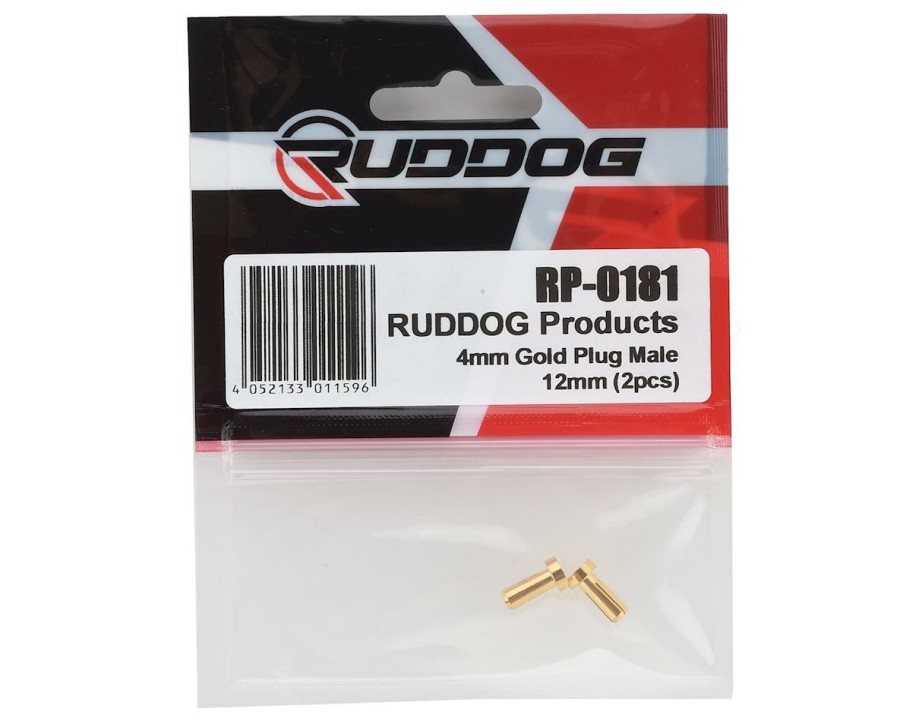 Electronics * | Ruddog 4Mm Gold Male Bullet Plug (2) (12Mm Long)