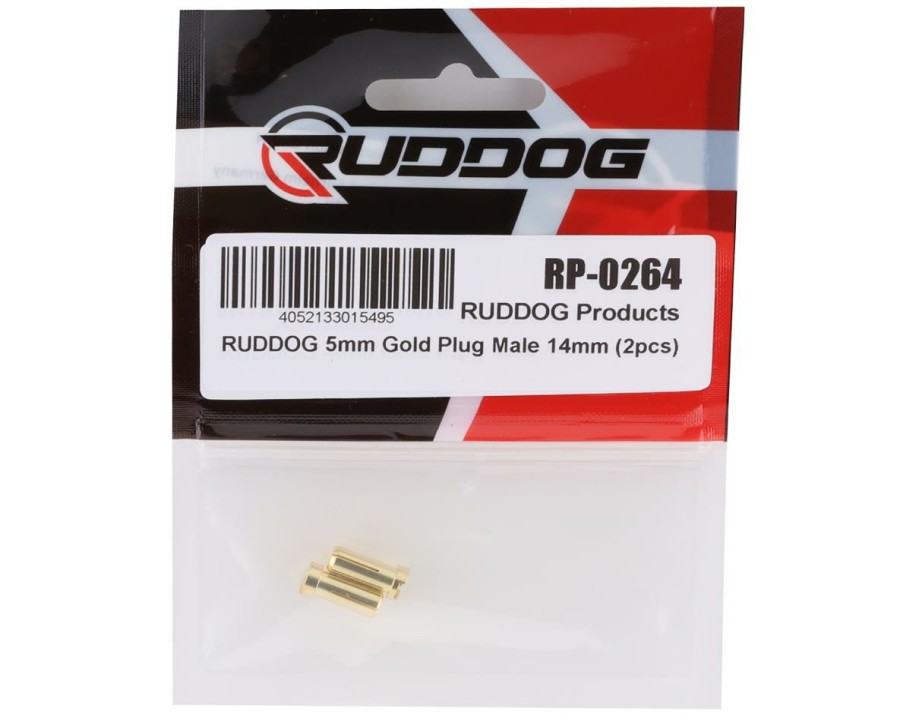 Electronics * | Ruddog 5Mm Gold Male Bullet Plug (2) (14Mm Long)