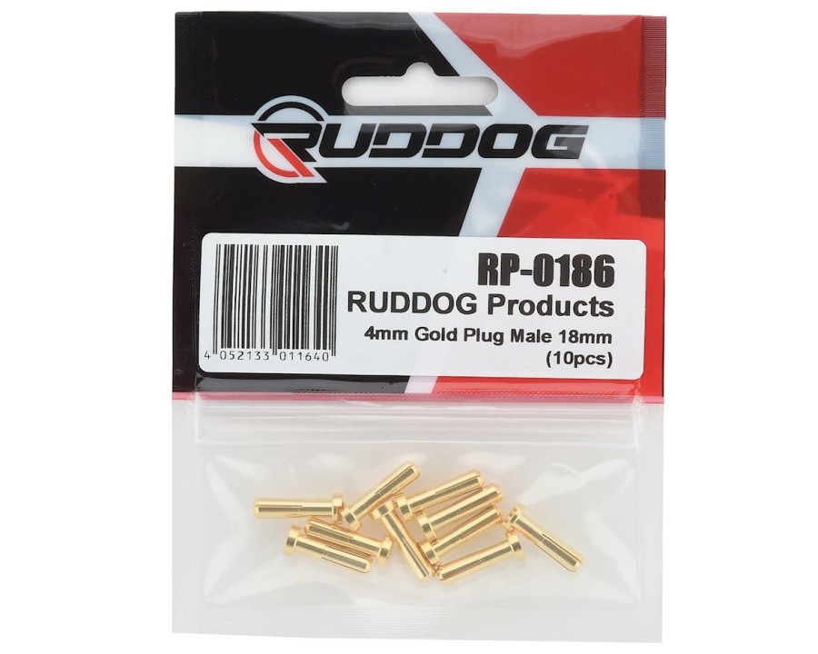 Electronics * | Ruddog 4Mm Gold Male Bullet Plug (10) (18Mm Long)