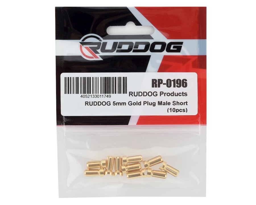 Electronics * | Ruddog 5Mm Short Gold Male Bullet Plug (10) (10Mm Long)